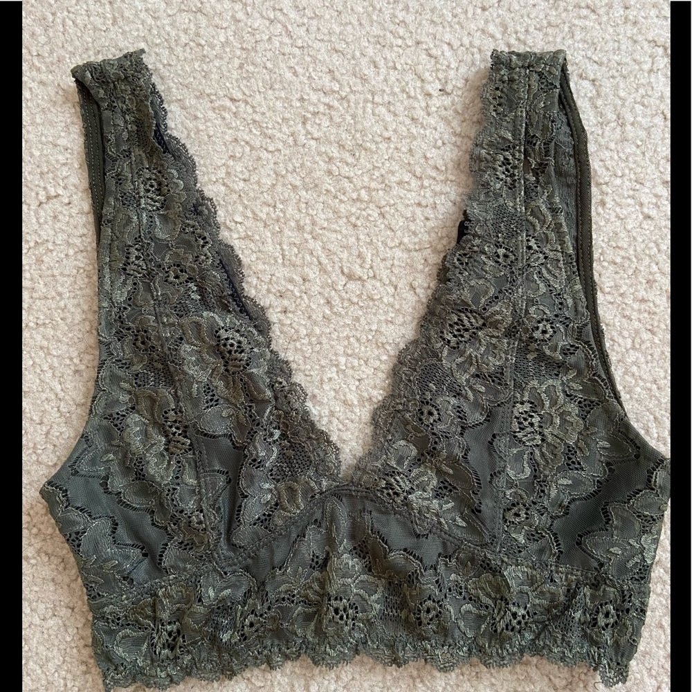 Great Condition Sage Green Lace V Bralette